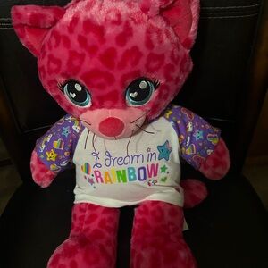 Build-A-Bear Pink Leopard with Rainbow Shirt